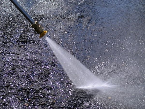 Photo showing power washing outside