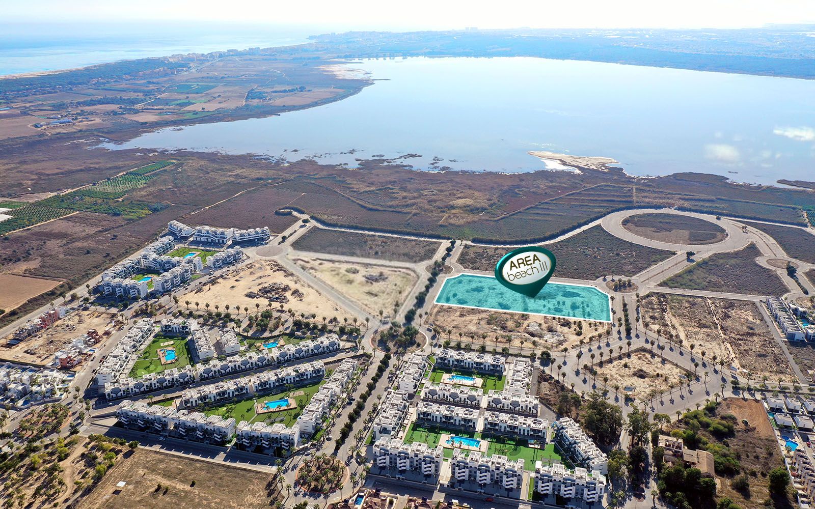 Aerial view showing location Area Beach III