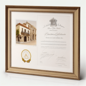 habitation certificate: render of certificate in a frame